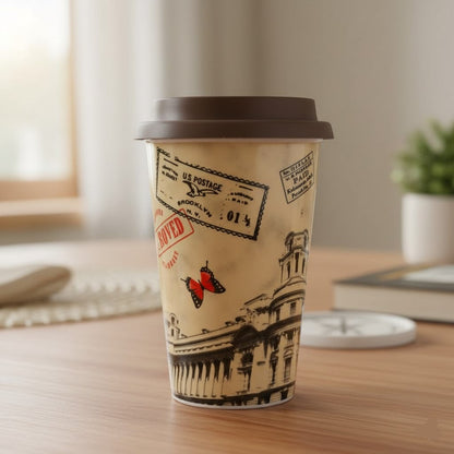 Printed Coffee Mug with Silicon Lid