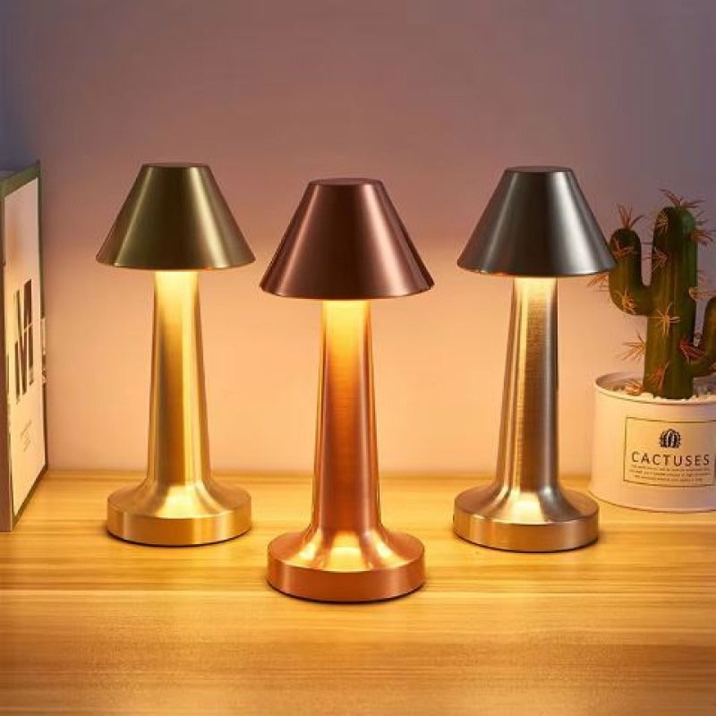 Rechargeable Metal Touch Sensor Mushroom Table Lamp - Budget Mart