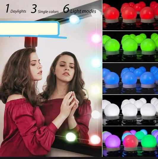 RGB - Colorful LED Mirror Lights Vanity (10 Bulbs). - Budget Mart