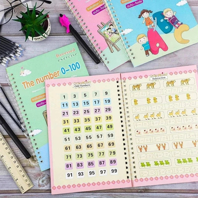 Sank Magic Practice Copybook Pen Preschools Kids 4-Pcs - Budget Mart