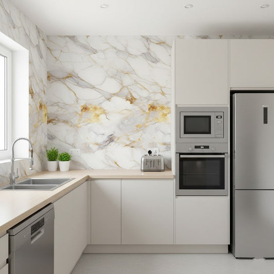 Self Adhesive Foamic Marble Sheet (118x24 Inch) - Budget Mart