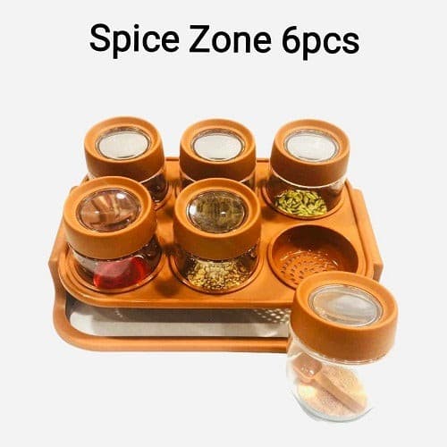 Spice Zone 6 Pieces Masala Rack With Elegant Stand - Budget Mart