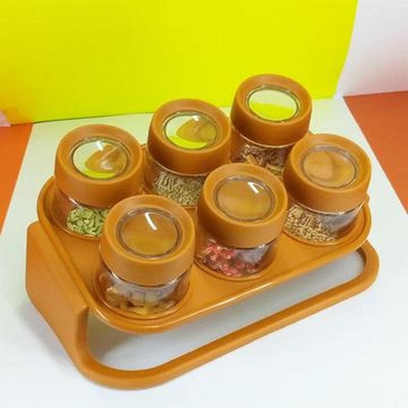Spice Zone 6 Pieces Masala Rack With Elegant Stand - Budget Mart