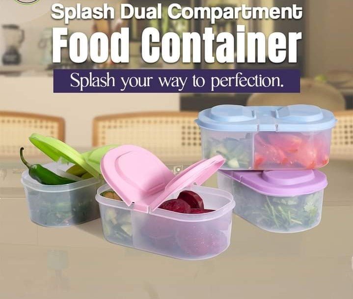 Splash Dual Compartment Food container - Pack Of 2 - Budget Mart