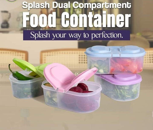 Splash Dual Compartment Food container - Pack Of 2 - Budget Mart