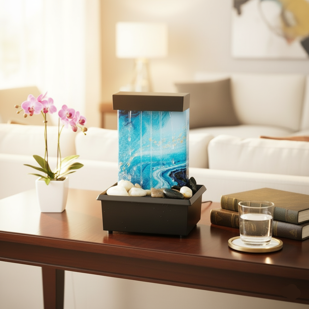 Tabletop Water Fountain with Light - Budget Mart