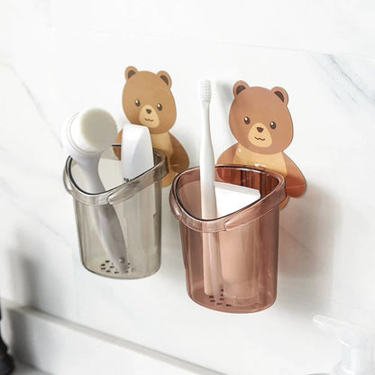 Home Bathroom Accessories Set Toothbrush Holder Toothpaste Storage Rack Wall Mount - Budget Mart