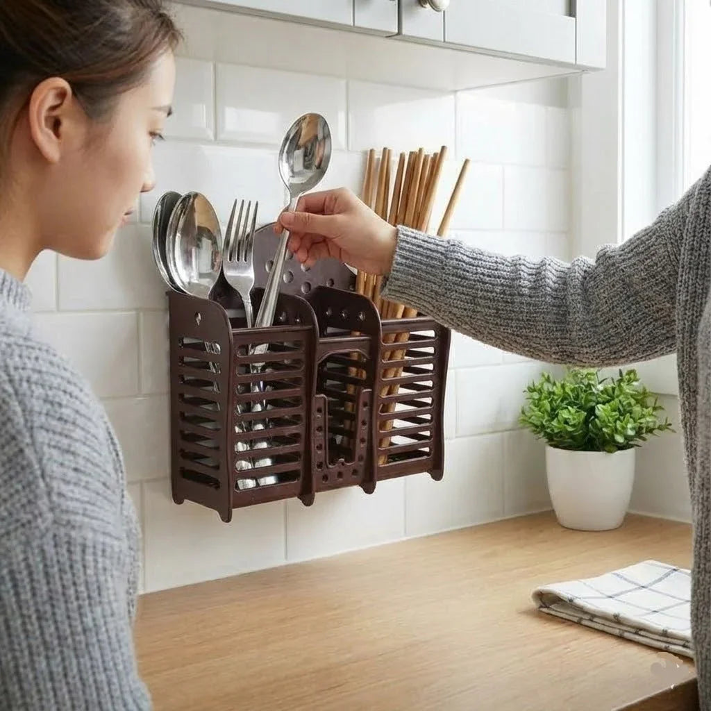 Wall Mounted Plastic Kitchen Spoon Holder - Budget Mart