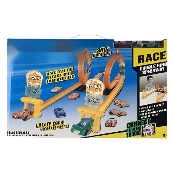 Double Loop Race Track Set with Metal Cars, 360 Degree Speedway