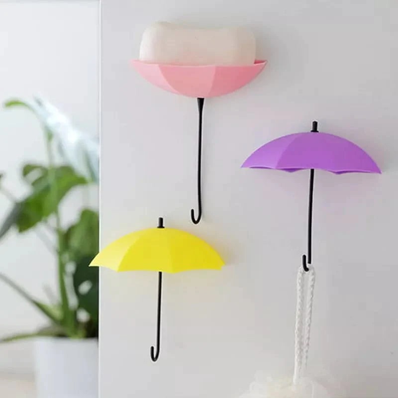 Pack Of 3 Self Stick Umbrella Design Hooks