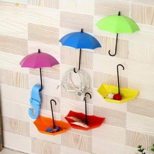 Pack Of 3 Self Stick Umbrella Design Hooks