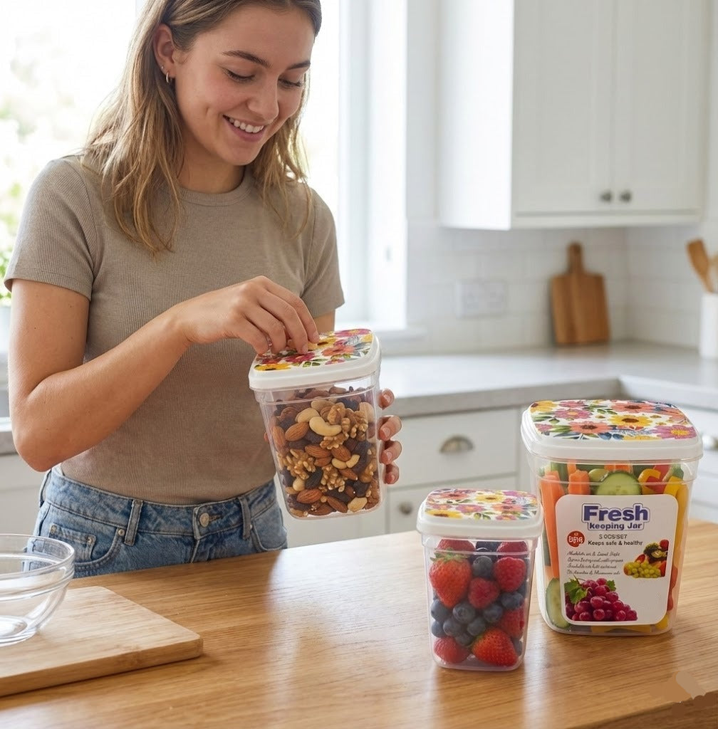 3PCs Plastic Airtight Food Storage Jar