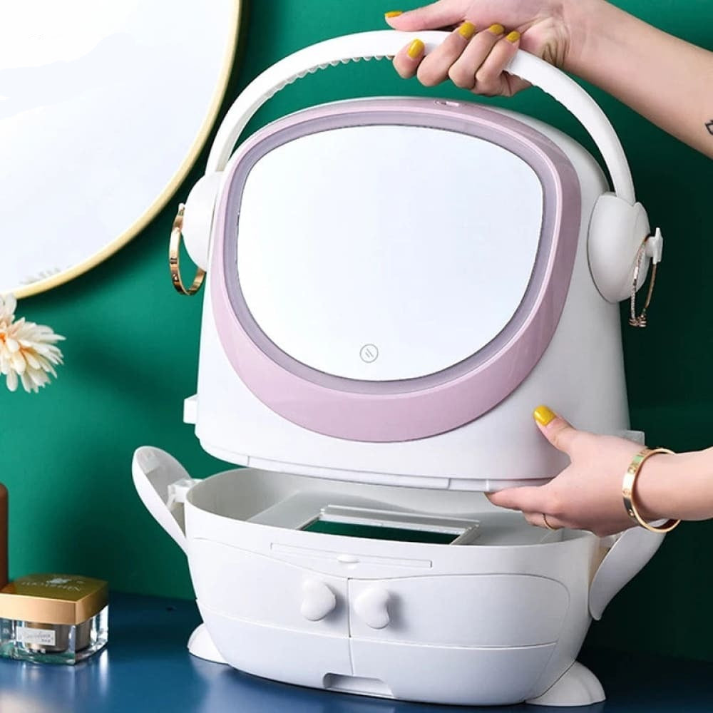 Modern Cosmetic Organizer with LED Mirror