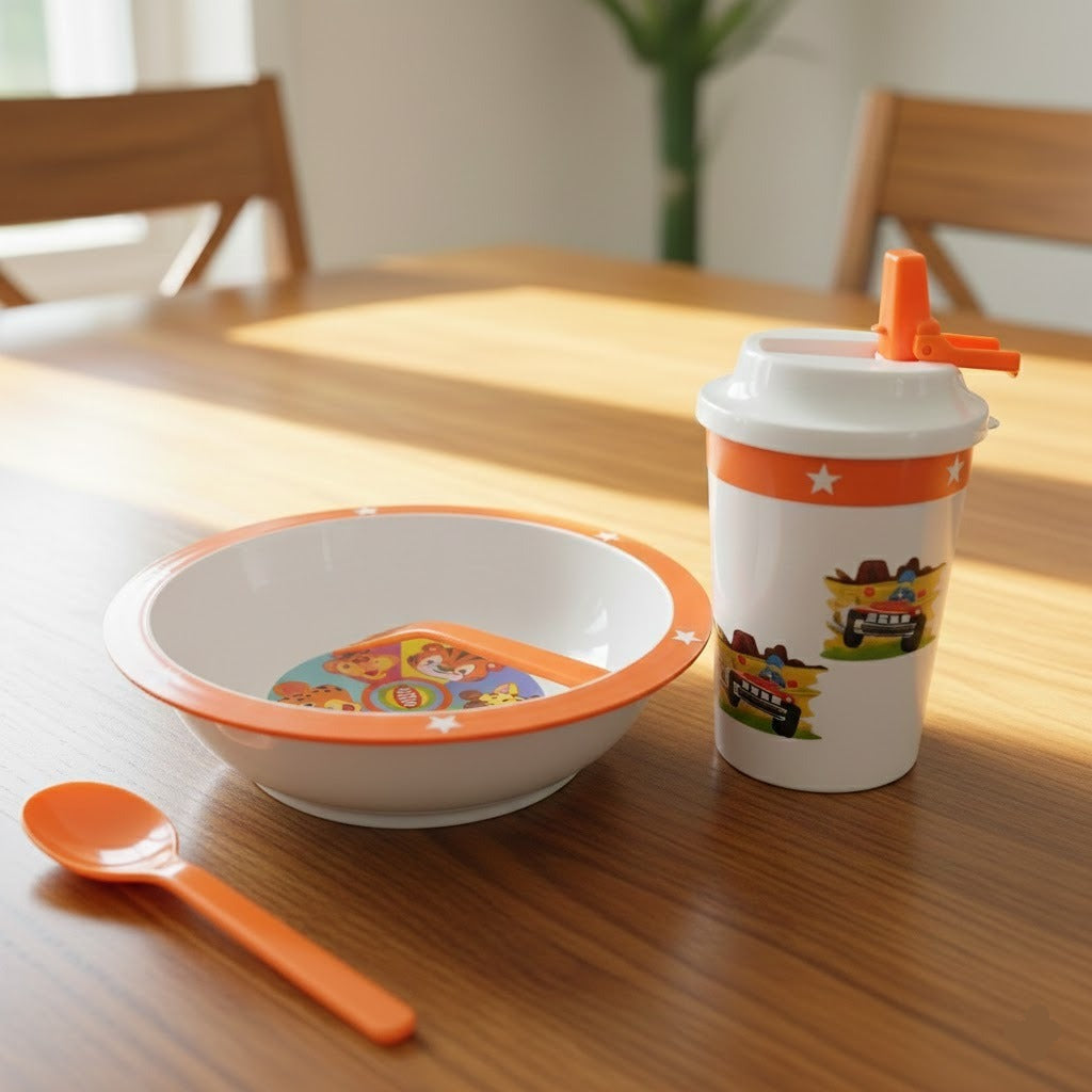 3 In 1 Kids Plastic Dinner Set