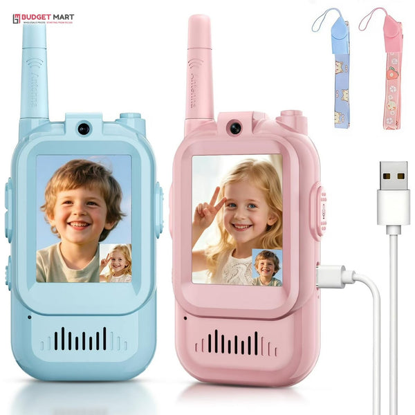 Kids Video Walkie Talkie with Camera (2 Pack), Rechargeable Video Intercom