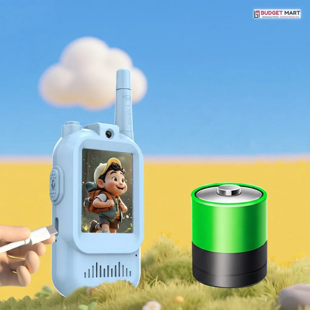 Rechargeable kids video walkie talkie with built in battery