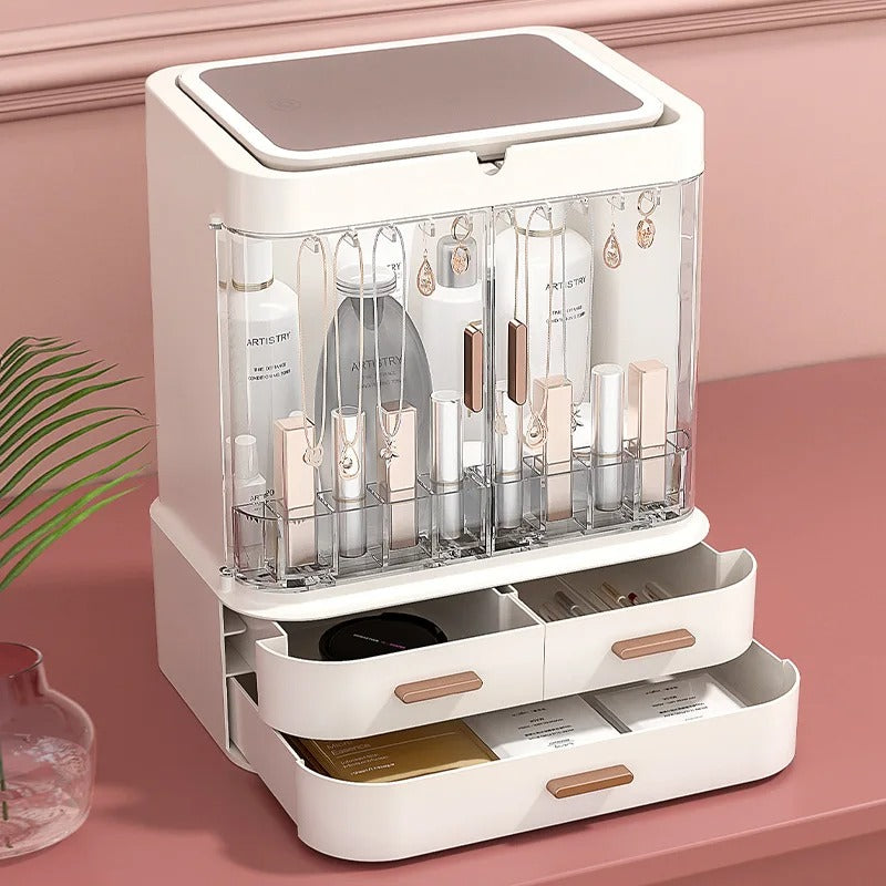 Large Capacity Makeup & Cosmetic Organizer with LED Mirror