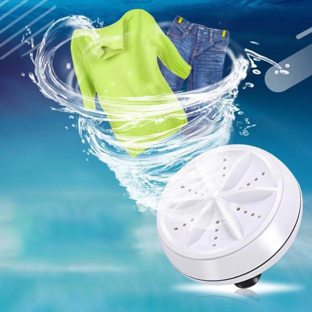 Mini Ultrasonic Washing Machine Portable Turbo Personal Rotating Washer Convenient Travel Home Business Travel - Budget Mart