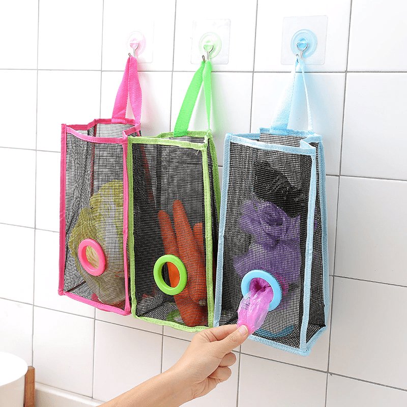 Multi-Purpose Hanging Shopper Dispenser Holder & Organizer Bag - Budget Mart