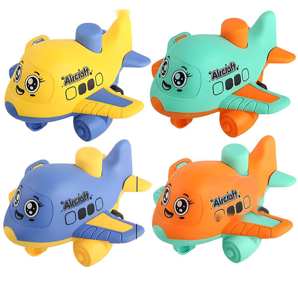 Press and Go Toy Planes, Set of 4 Cute Push Slide Aircraft for Toddlers
