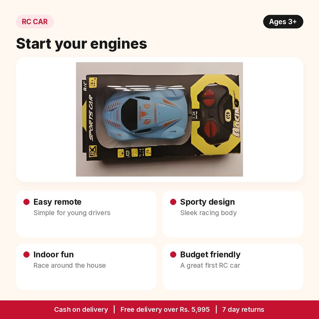 Remote control sports car features