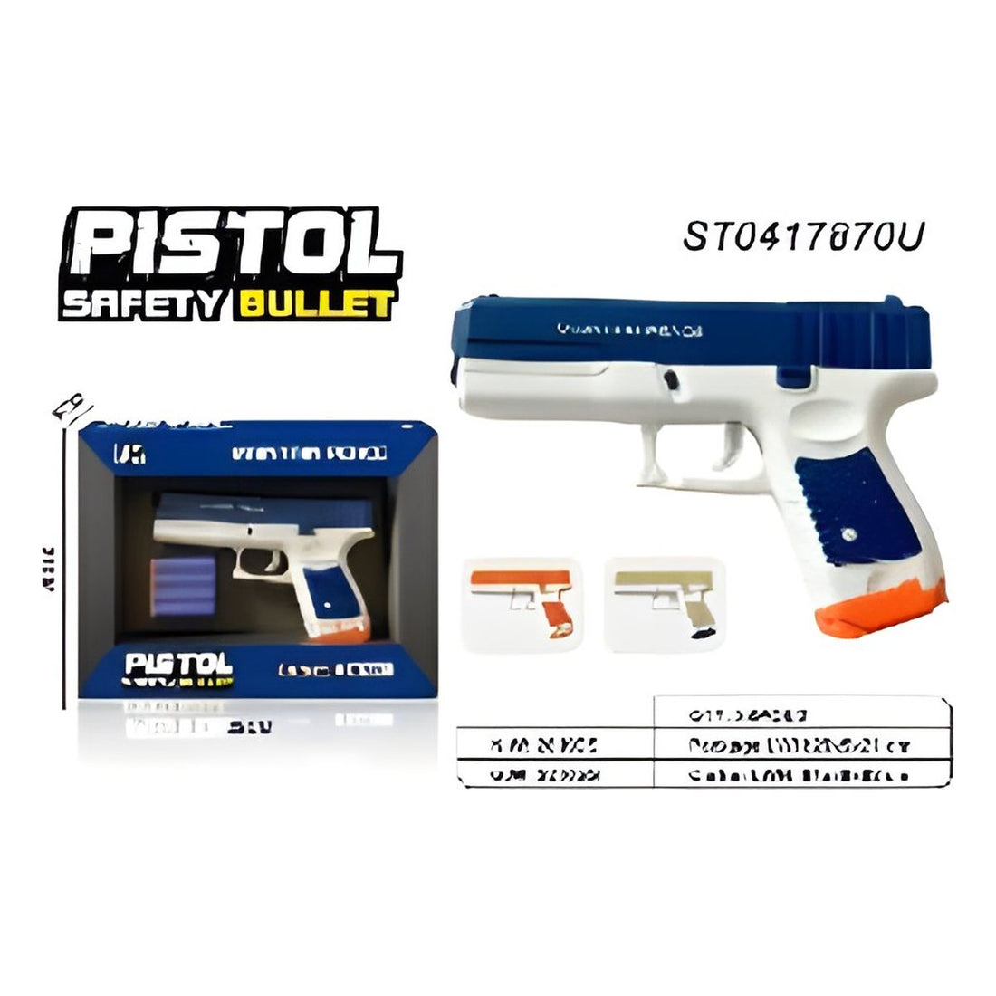 Soft bullet toy pistol blue box style