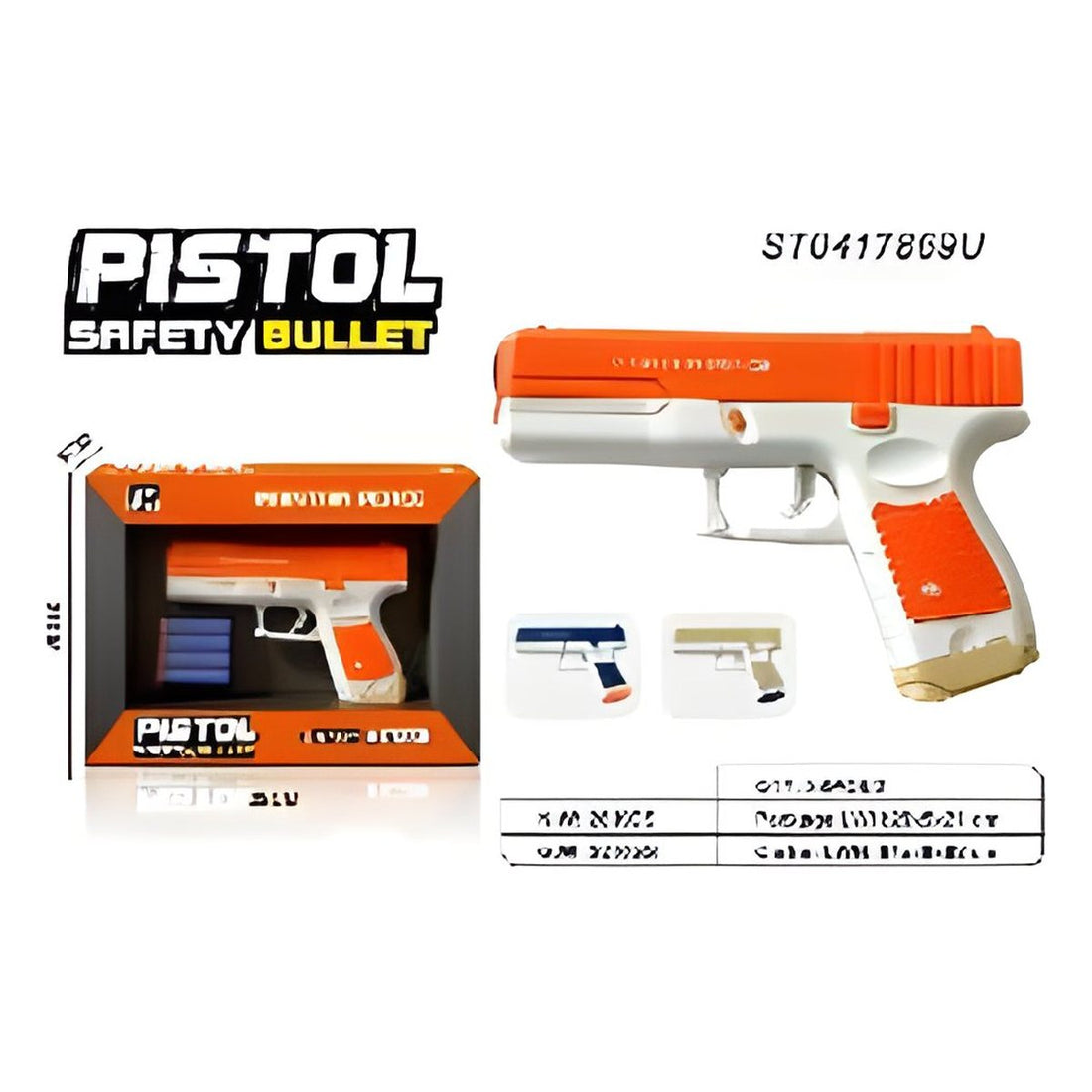 Soft bullet toy pistol orange box style