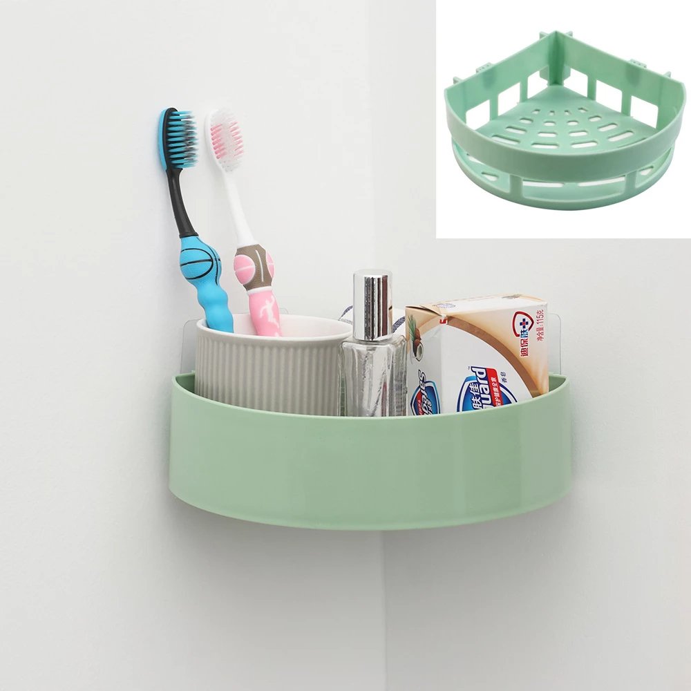 Universal Corner Shelf Storage Rack Wall Mounted Plastic Storage Organizer - Budget Mart